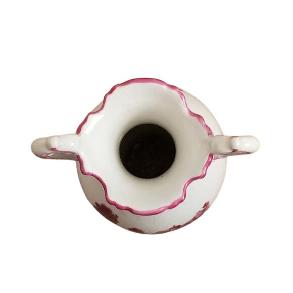 ERPHILA GERMANY Antique White Vase Hand Painted Pink Countryside Landscape - Picture 5 of 13